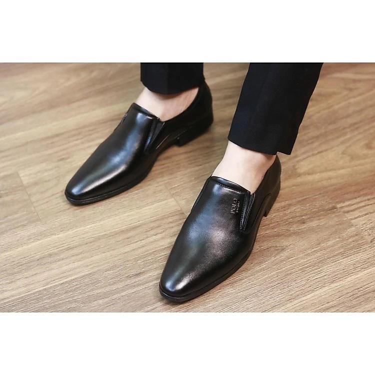 Giày Tây Nam, Công Sở Cao Cấp POLO, Đế Khâu Cao Su, Da PU, Phong Cách Hàn Quốc - Shoes Đế Bằng Đế Cao 4