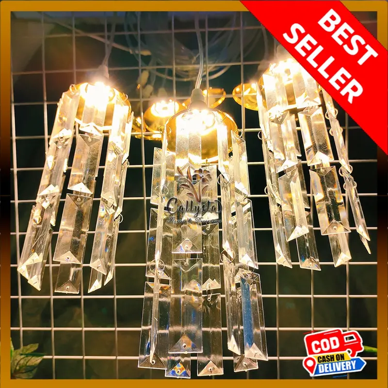 Lampu Gantung Rumbai  1 Set Isi 10 Akrilik ubur ubur Kristal Dekor Pelaminan Wedding Event Dekorasi 3