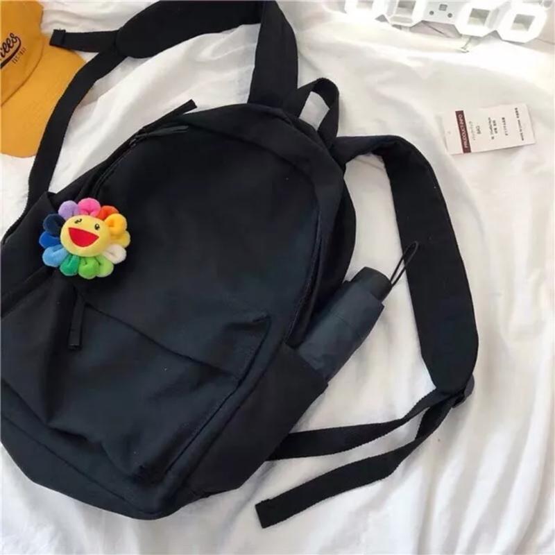 Balo đen trơn dù - siêu hot -HÀNG CÓ SẴN Đeo Vai Backpack Kem