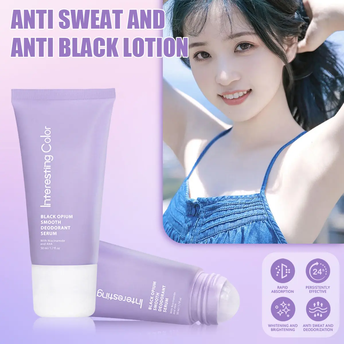 Serum lăn khử mùi, màu sắc thú vị, sáng và mịn, 50 ml, chăm sóc cơ thể, thoải mái
