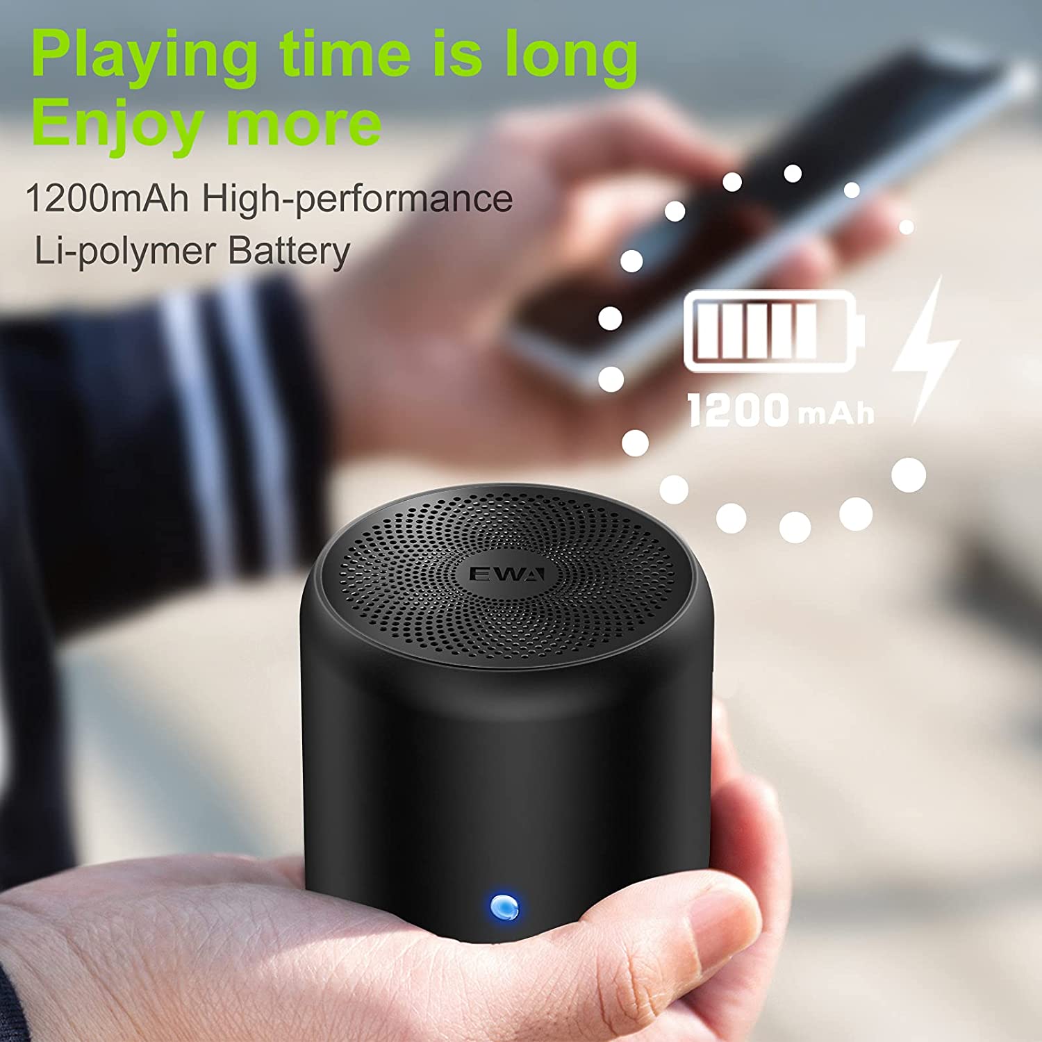 EWA Portable Bluetooth Speaker 8W StormBox Blast Outdoor Wireless Speaker Dual Stereo Party Camping Speaker 1200 mAh 4H Playtime - Image 3