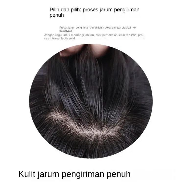 COD-Wig rambut pendek pria tampan, tipis dan bertanda pria botak pengganti rambut kepala pengganti rambut asli piece 4