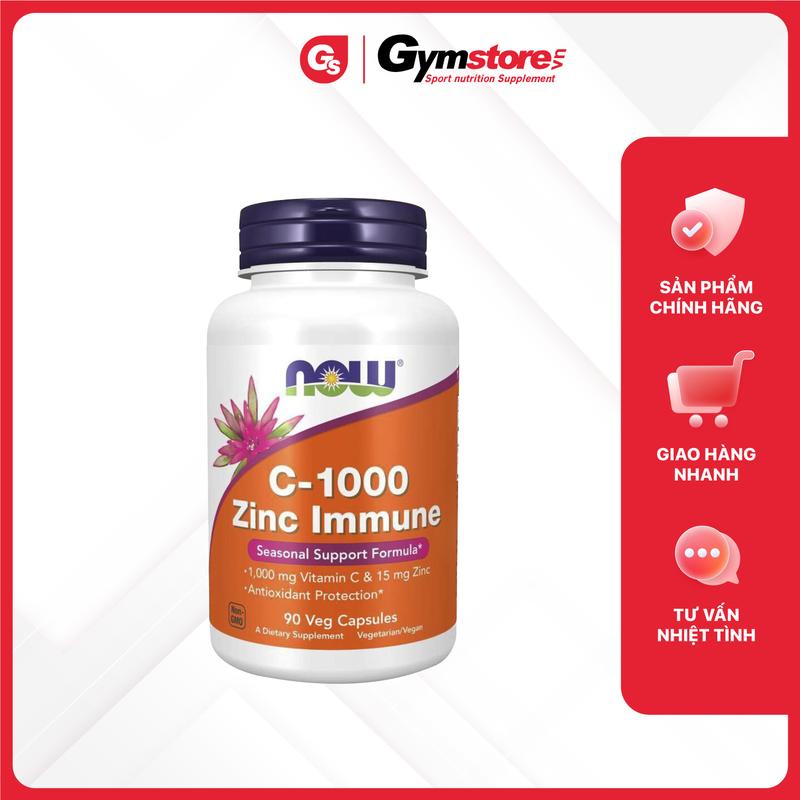 Viên uống bổ sung vitamin C Now Vitamin C-1000 Zinc Immune, 90 Veg Capsules