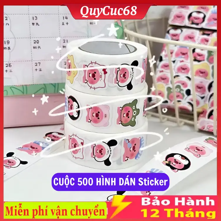 Sticker cuộc 500 hình dán cute dễ thương giá rẻ , Sticker khen thưởng , Sticker trang trí dán sổ khen thưởng học sinh