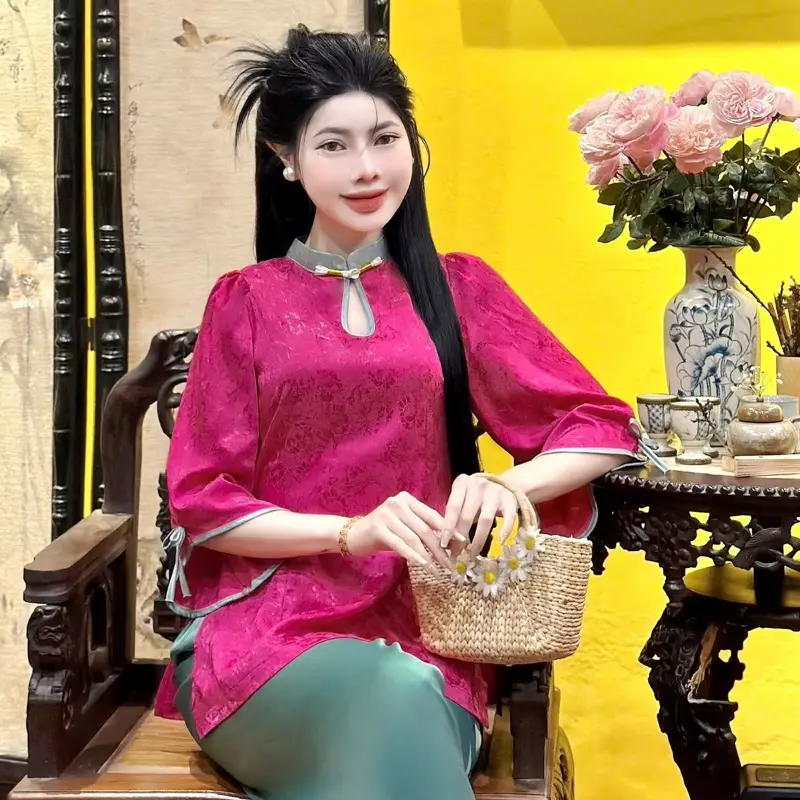 Mẫn Hoa-Pháp Phục Việt Ngọc Minh Châu/Bộ quần áo đi chùa Nữ 8