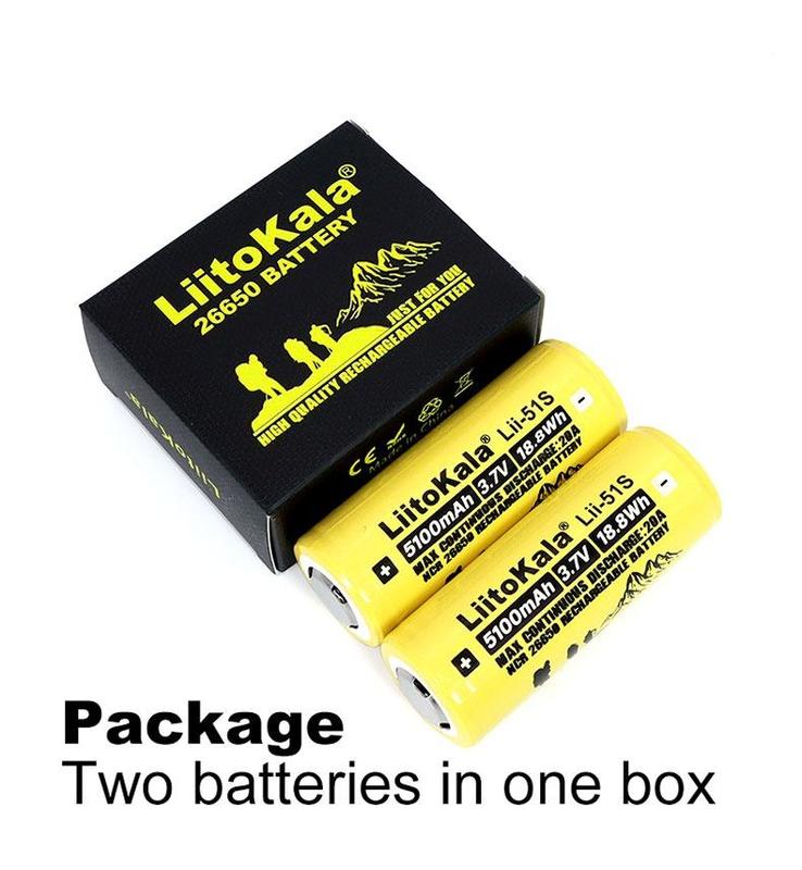 Product Introduction of Original Liitokala Lii-51S 26650 5100mAh 8A High Power Rechargeable Lithium Battery 3.7v Li-ion Batt 23