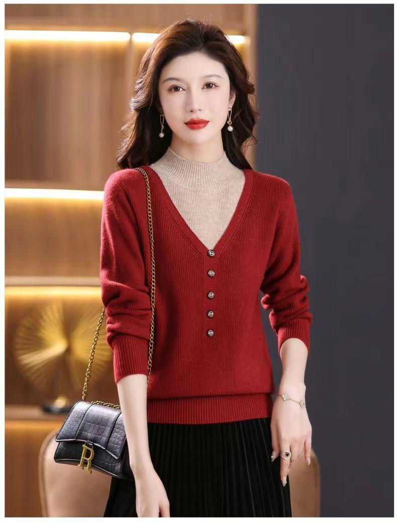 Product Introduction of Áo Len Cổ Lọ Nửa, Hàng Mới Về Mùa Thu Và Mùa Đông, Dành Cho Phụ Nữ, Quần Áo Cho Mẹ, Dáng Rộng Vừa Vặn, Phong Cách Phương Tây, Áo Lớp Nền Bên Trong, Thời Trang Nữ 29
