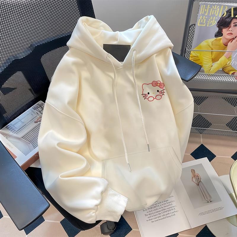 Áo Hoodie In Hình Hello Kitty, Phong Cách Mỹ, Dành Cho Bé Gái, Mặc Mùa Thu Và Mùa Đông, Đi Chơi, Dáng Rộng Vừa Vặn, Áo Khoác Đệm Lông Cừu Cổ Điển Có Thể Mặc Ngoài Trời, Chống Gió, Thích Hợp Cho Các Hoạt Động Ngoài Trời, Năm 2024 6