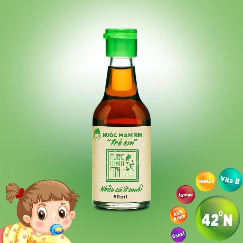 [1 chai] Nước mắm Tĩn trẻ em cho bé ăn dặm độ đạm 42N 60ML nhiều cá ít muối 6
