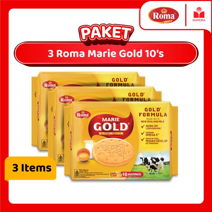 Gambar Paket 3 Roma Marie Gold Double Milk 10's dari Mayora Kota Administrasi Jakarta Barat Tokopedia