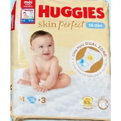Tã Dán/Quần Sơ Sinh Huggies NB70+4/S54+4/S80+2/M46+3/M76+3 Miếng (Số miếng tặng có thể sẽ thay đổi tùy vào đợt nhập hàng)_Cho bé từ sơ sinh 4
