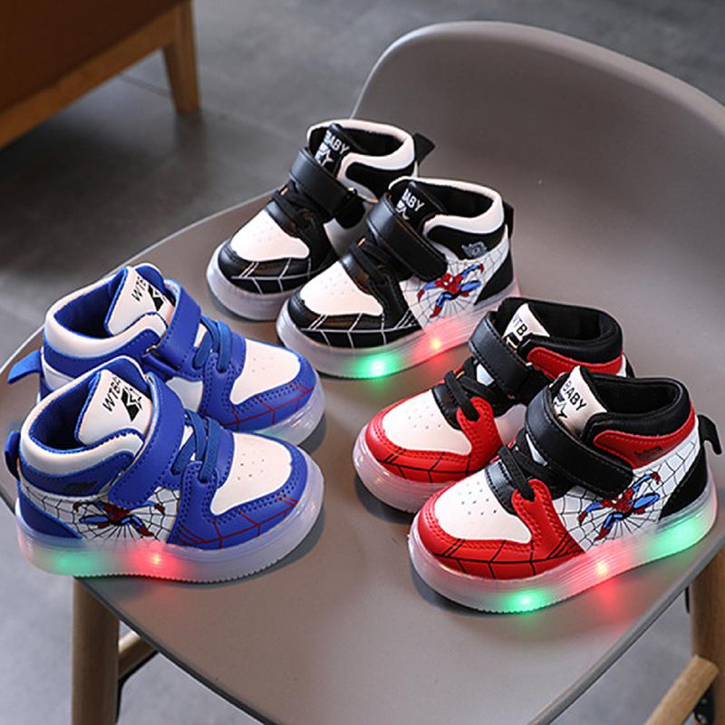 Giày siêu nhân người nhện cho bé trai cao cổ có đèn phát sáng [GT02]