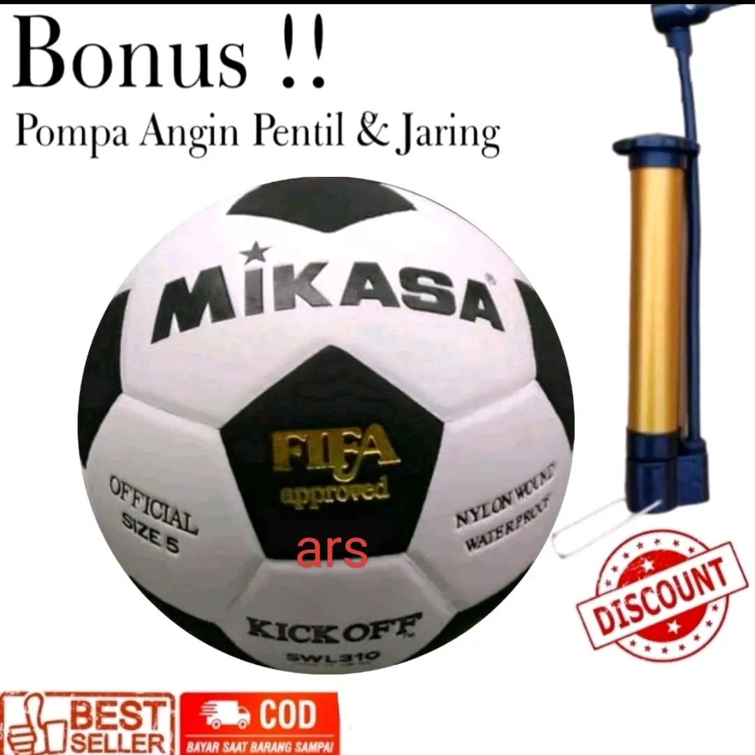 BOLA SEPAK MIKASA FIFA APPROVED PALING MURAH BERKUALITAS 100% REALPICT Pompa Ball Outdoor