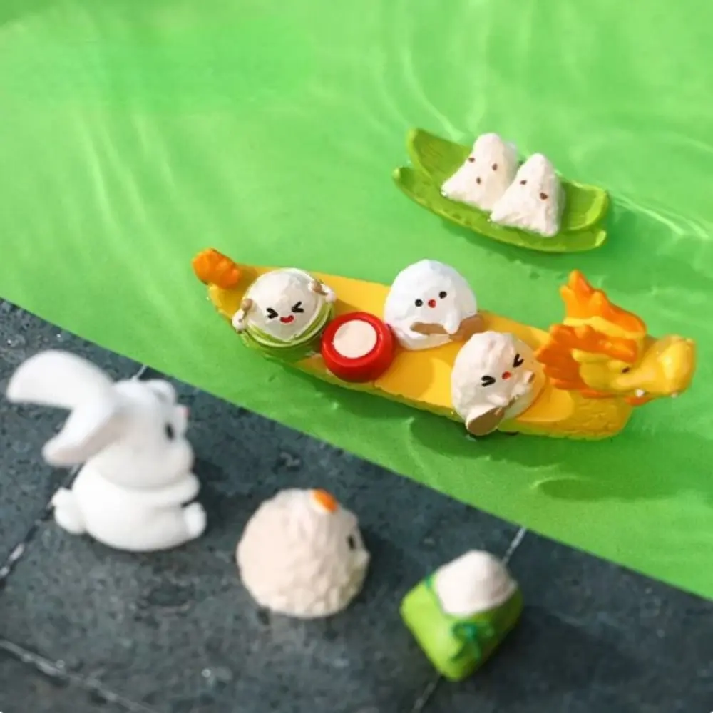 Chinese Style DIY Dragon Boat Festival Model Resin Crafts Handmade Cute Zongzi Miniatures Mini Cute Micro Landscape Ornaments Bonsai Decor
