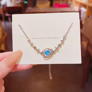 S925 Silver Dream Planet gelang kecil untuk gadis Moonlight Stone Dream Star River gelang aksesoris