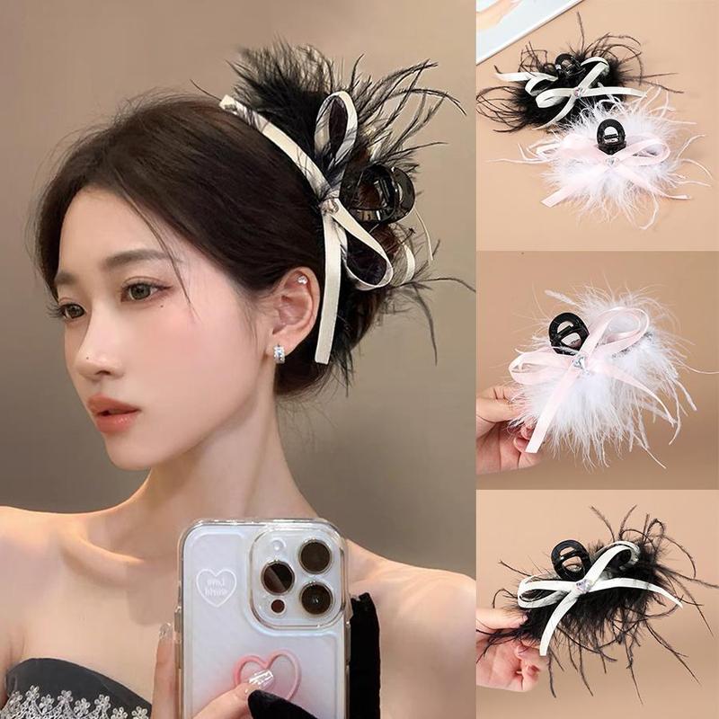 Kẹp Tóc Lông Vũ Siêu Thanh Lịch Kẹp Tóc Cao Cấp Kẹp Tóc Sau Kẹp Cá Mập Mũ Đội Đầu Cua Càng Cua