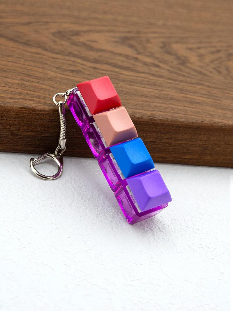 Product Introduction of Fun Keycap Keyboard Keychain As Summer Outfits 2024, Punk Style Keyboard 4 Keys Toy Keychain for Women & Men, Summer Fashion Accessories for Daily Use for Decompression Gift 4