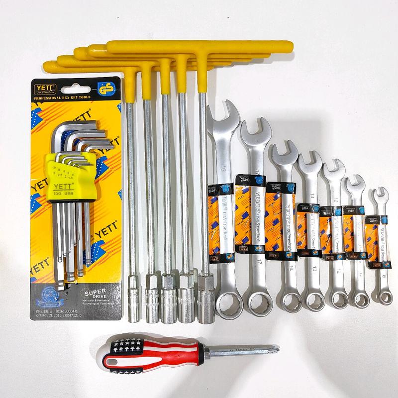 [TẶNG TUA VÍT] Bộ 5 khoá chữ T, 7 cây cờ lê và bộ lục giác bi chính hãng, dùng để vặn Bulông, đai ốc