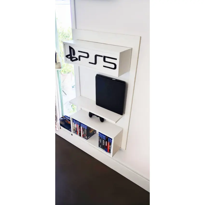 Rak PS / Rak Playstation Dinding / Rak BD PS4 PS5 / Rak Penyimpanan Storage Kaset Game Konsol PS hemat ruang white natural holder & rak penyimpanan