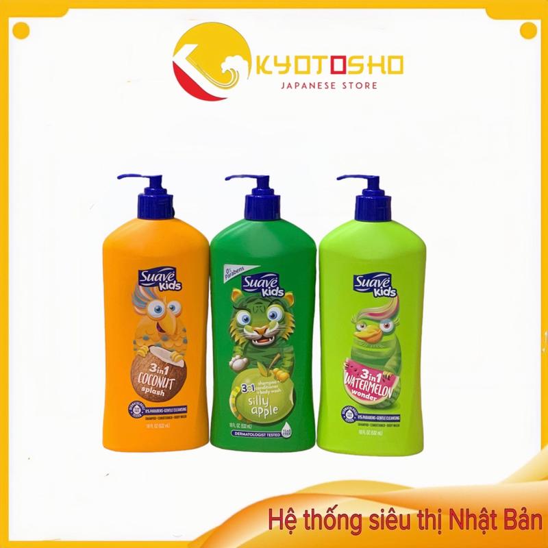 Sữa tắm gội xả Suave Kids 3in1 cho bé - Hương dừa dưa hấu táo - 532ml