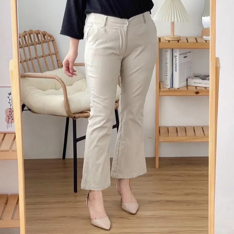 CELANA CUTBRAY WANITA HIGHWAIST COMBED TWILL STRETCH || Celana Panjang wanita Casual