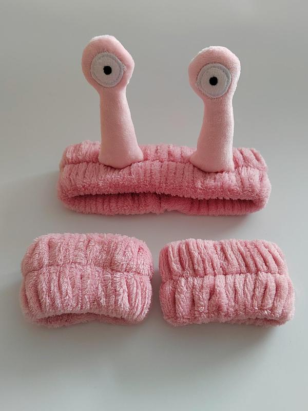 Cute Snail Tendons Hair Band & Wristband Set, for Face Wash/ Makeup, Hair Accessories for Women & Girls 8