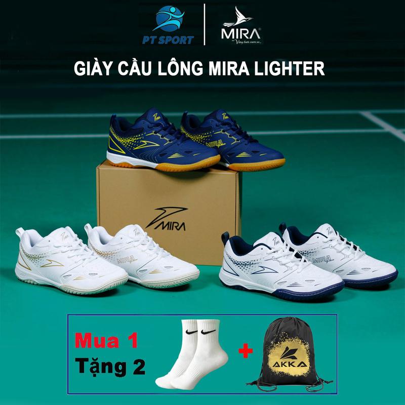 [ Đặt tiến lên 1 Size ] Giày Cầu Lông, Bóng Bàn, Bóng Chuyền Chính Hãng Mira Lighter, Phù Hợp Nam Nữ, Da Vân Nổi, Lưới Thoáng Khí, Đế Kép Eva Chống Trượt Đế Đã Được Khâu Nam Sneaker Sport