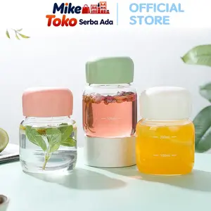 Mike Toko Serba Ada Botol Minum Jus Kaca H679 Anti Tumpah 200ML Food Grade Bahan Tebal Cocok untuk Minuman Dingin Panas dan Traveling Gelas Minuman Bottles Kitchenware Water
