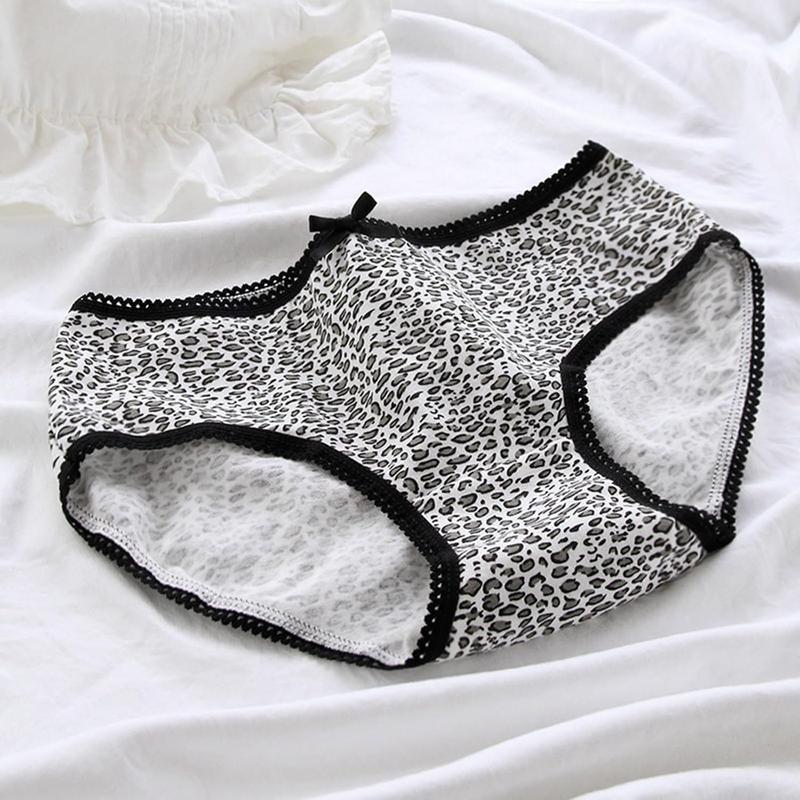 Womens Hipsters Lace Trim Bows Panties with Animal Zebras Print Breathable Cotton Middle Waist Underwear Briefs 5