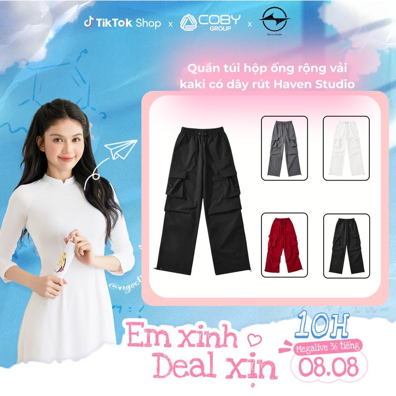 Quần túi hộp Haven Studio nam nữ chất kaki form thụng phong cách streetstyle dancer bigsize  Pants Thun quan hack trắng Women Đen