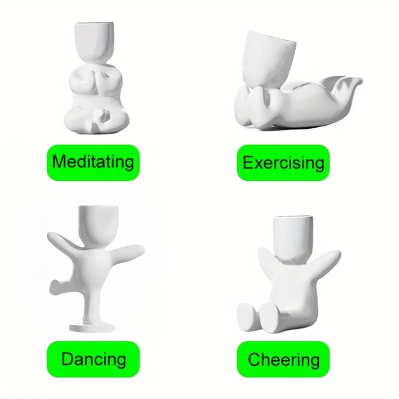Cute Human Shaped Artificial Succulent Plants Pot, 1 Count/4 Counts Creative Small Vase Desk Ornaments, Mini Pot for Home and Office Room Decor 2