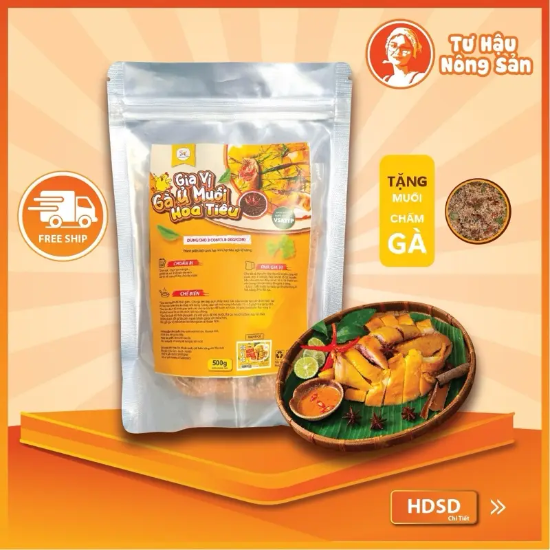 Gia Vị Ủ Muối Hoa Tiêu Chuẩn Vị 300G ( cho 6kg thịt ) tặng muối chấm gà