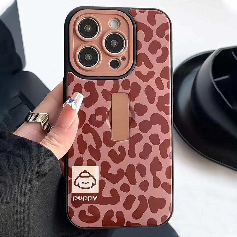 Fashion Leopard Pattern Phone Case with Ring Holder, Shockproof Phone Protective Cover, Phone Accessories Compatible with iPhone 16 15 14 13 12 11 Pro Max, Casing 6