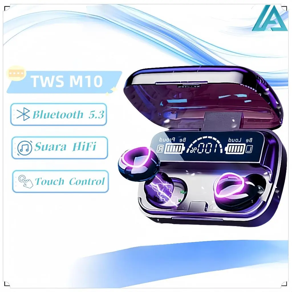 Headset Bluetooth Nirkabel TWS M10 Hi-Fi Bass HiFi HD Layar LED LED Layar Daya Seluler IPX4 Headset Bluetooth Eksplosif Kelas Tahan Air earphone Headphone withmic pink-with mic