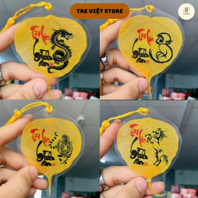 Lá Bồ Đề 12 con giáp chữ thư pháp Tài Lộc Bình An bỏ ốp điện thoại Decor Phòng Trang Trí Đồng