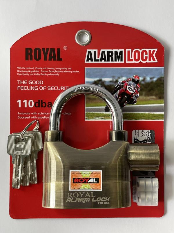 Ổ khoá hú chống trộm, ổ khoá cửa báo động, còi hú Royal ALARM LOCK cỡ lớn 70mm ( BH 24 tháng + Tặng 6v pin dự phòng )