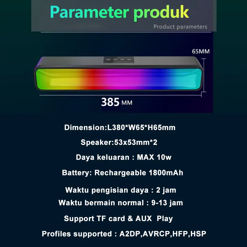 MAIKET Speaker Bluetooth Soundbar Super Bass Wireless Original RGB Music Box Full Bass Laptop Gaming -V9 Komputer Jam Pc 8