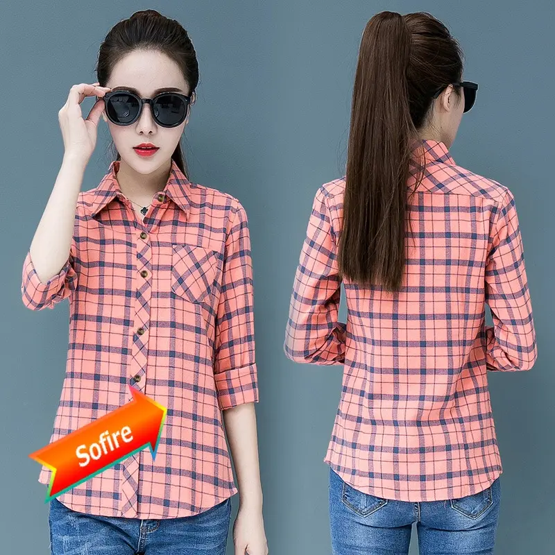 AB xanh da trời - áo sơ mi kẻ sọc hồng, áo sơ mi dài tay, phong cách Wild Slim 4