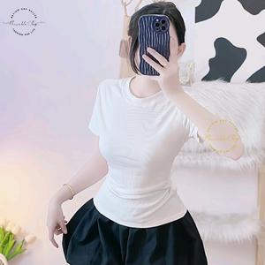 Áo Thun Babytee Trơn Ôm Body Nữ Form Basic Cổ Tròn Tay Ngắn, Chất Vải Thun Tăm Lạnh - Top Women Sò