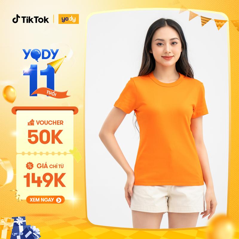 YODY Áo Thun Nữ Cộc Tay Trơn Nhiều Màu Vải Cotton Double Face TSN6262
