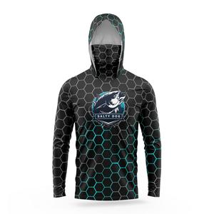 ชุดตกปลาและเสื้อป้องกันแสงแดด, เสื้อตกปลาแขนยาวมีฮู้ดพร้อมหน้ากากป้องกันใบหน้า ปรับแต่งชื่อฟรี ใส่สบาย ระบายอากาศได้ดี ป้องกันรังสียูวี ยากันยุง เหมาะสำหรับกิจกรรมกลางแจ้ง