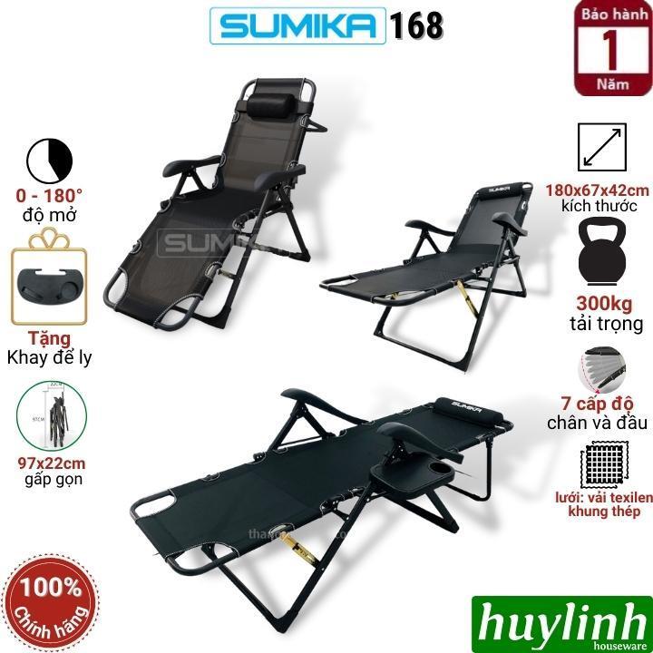 Giường - ghế xếp gấp thư giãn Sumika 168 - Có khay để ly