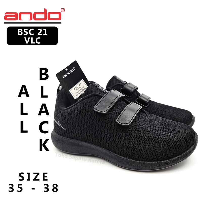 Sepatu Sekolah Anak Remaja Perempuan/Laki Laki – ANDO – BSC 21 VELCRO – Size 35-38 – Sneakers – Sport – Velcro 1