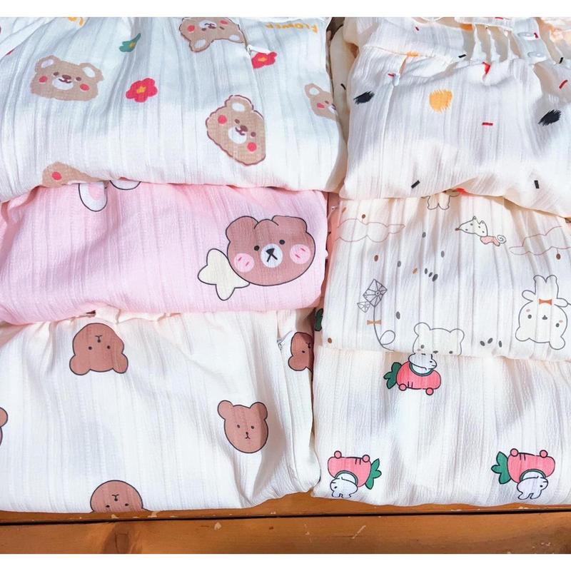 Bộ quần áo bầu sau sinh Lửng MÙA HÈ chất đũi mềm mát có bigsize từ 40-82kg 1