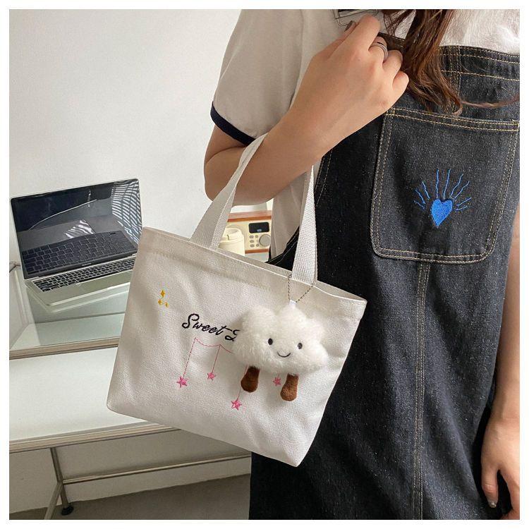 Product Introduction of Small Tote Bag Canvas Bag for Women Casual Small Bag Cloth Bag for Work Handheld Lunch Bag Student Lunch Box Bag with Zipper 16