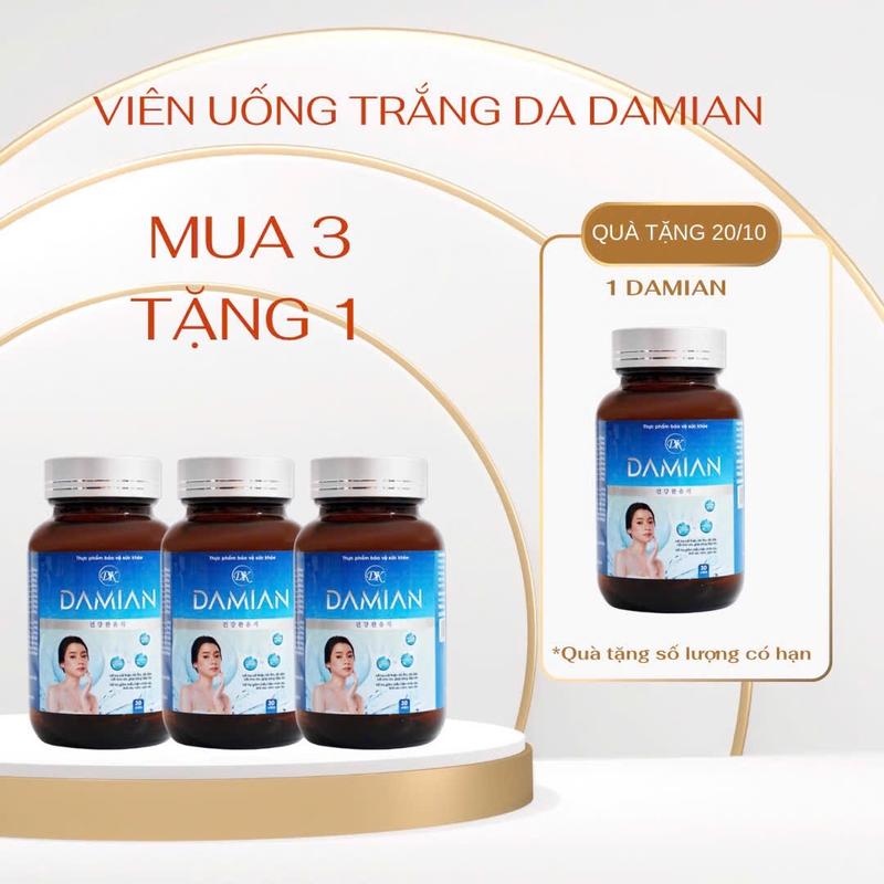 (Combo 3 tặng 1) Viên uống Damianhộp 30 viên hỗ trợ dưỡng da hàng chính hãng