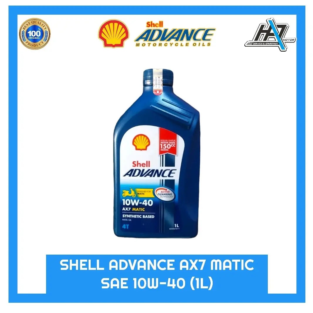 Oli mesin Shell Advance AX7 Matic SAE 10W-40 kemasan 1Liter (Sesuai untuk motor 150cc keatas)
