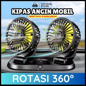 Kipas Angin Mobil 2 Kepala 12 Volt 24 Volt / Kipas Pendingin Mobil Truck Kipas Dashboard Mobil Multifungsi 360 Derajat