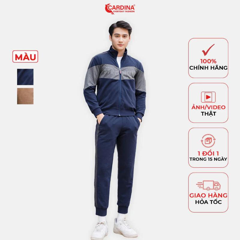 Đồ Bộ Nam CARDINA Chất Nỉ Da Cá Cao Cấp Kiểu Dáng Thể Thao Khóa Kéo Phong Cách 2NiM11 Sport Đồng Tập Thể Dục Tập Gym Chạy Bộ Quần Cotton Top