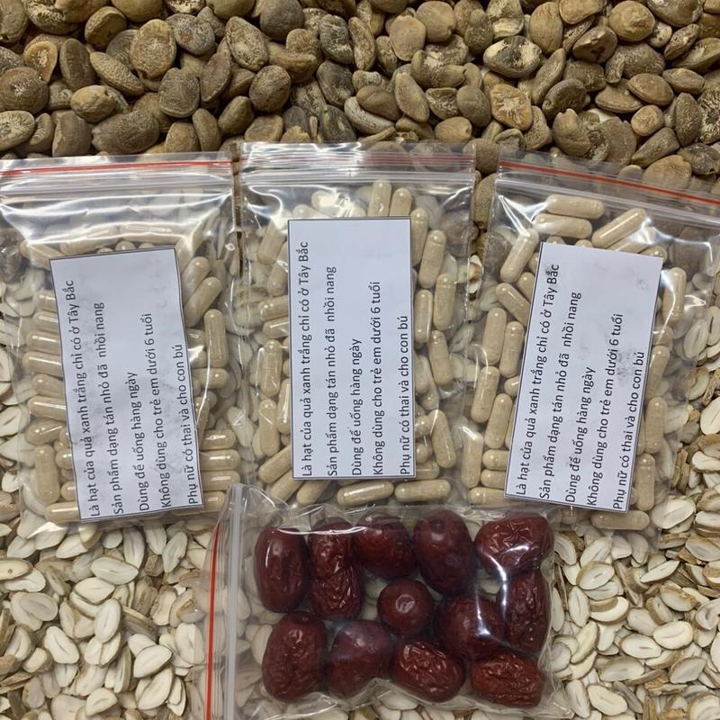 Combo 3 gói hạt sang trắng dạng tán nhỏ đã nhồi nang sẵn +1 túi táo đỏ